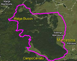 mappa escursione Marcesina, Campo Cavallo