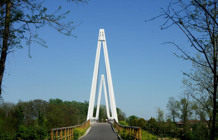 ponte ciclo-pedonale sul fiume Brenta lungo la Treviso-Ostiglia tra Pieve di Curtarolo e Campo San Martino (Padova)