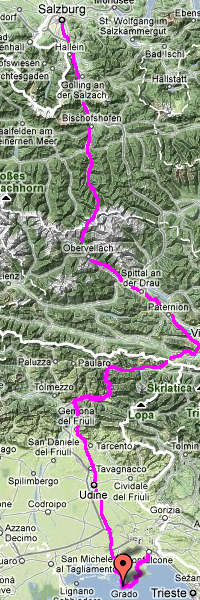 Ciclovia Alpe Adria, Salisburgo-Tarvisio-Udine-Aquileia-Grado