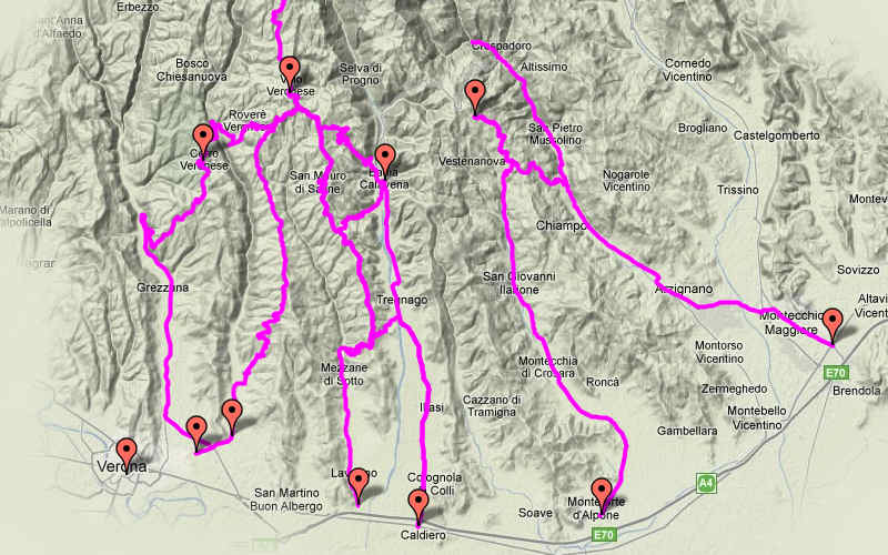 road-bike map, Lessini Montagna Veronese