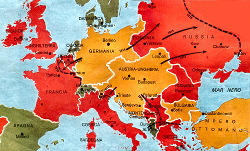 mappa generale prima guerra mondiale