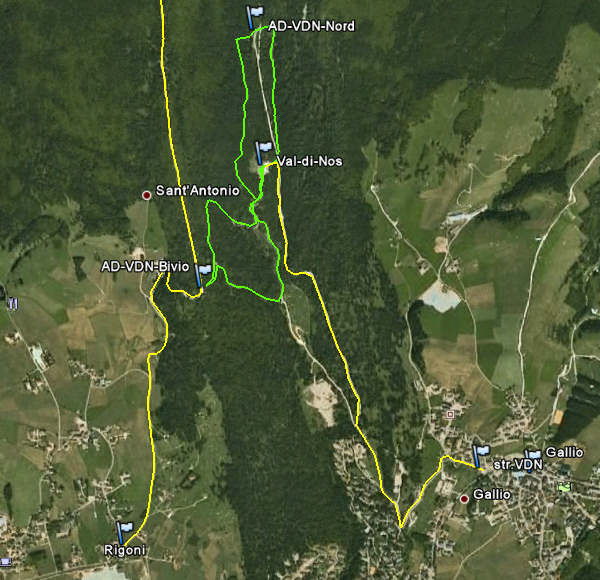 mappa del percorso didattico forestale della val di Nos a Gallio