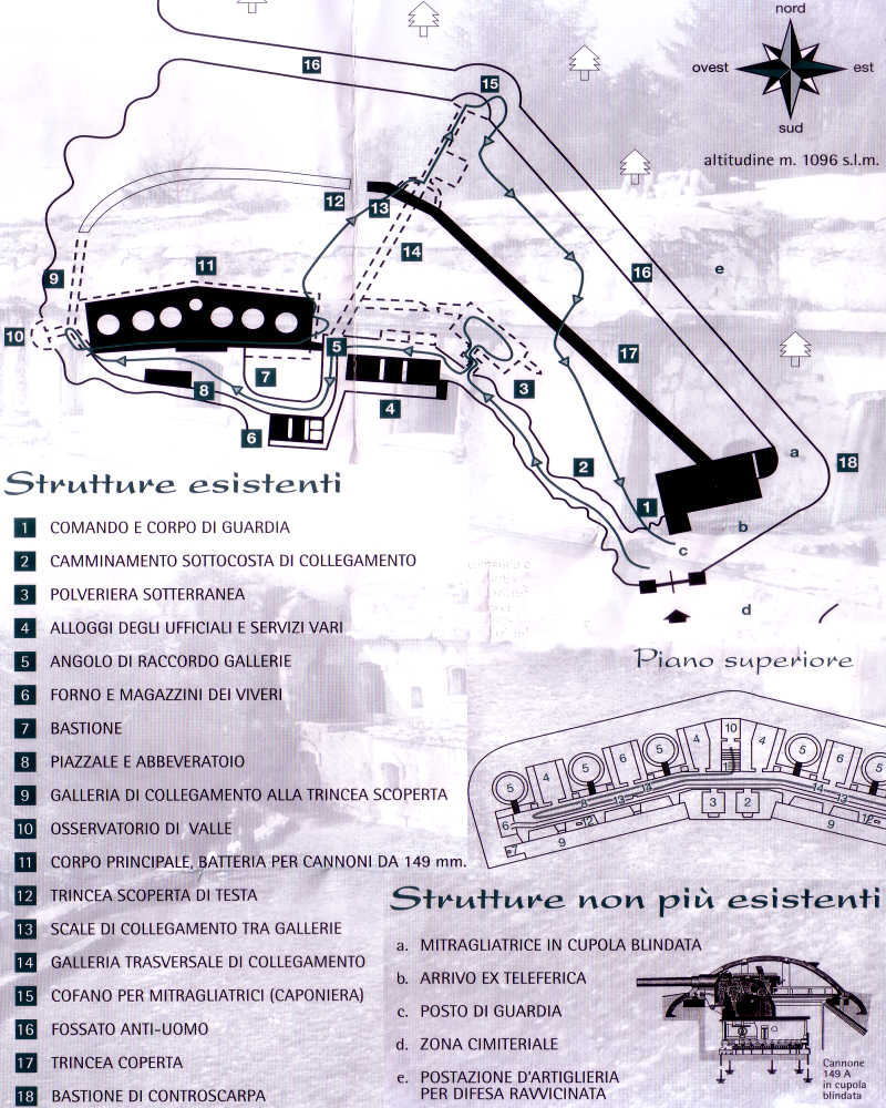 mappa e planimetria ex Forte di Punta Corbin a Tresche Conca