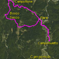 mappa escursione Campomuletto, Fiara, Bosco Secco