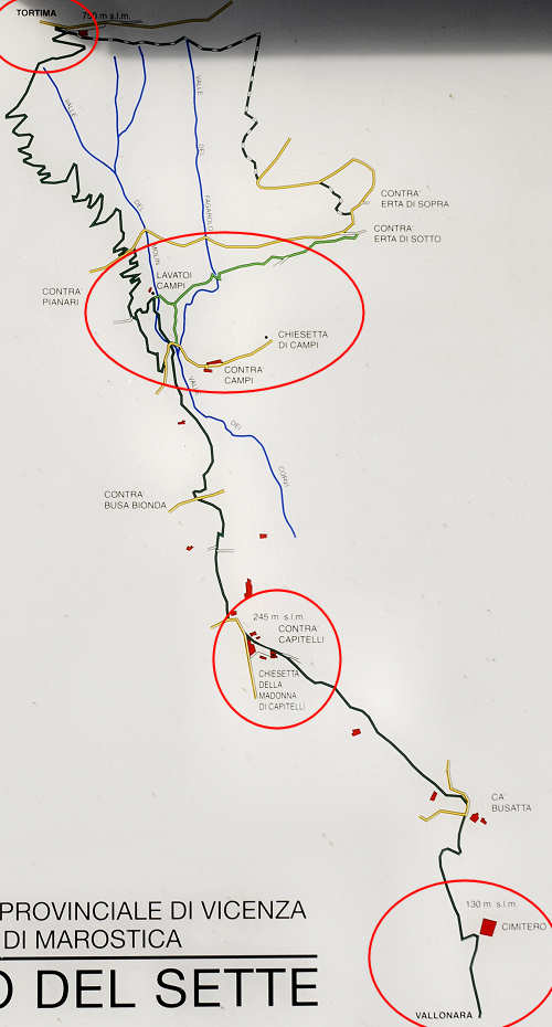 Marostica, Vallonara, Capitelli, Crosara, Tortima