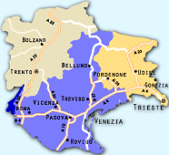 mappa generale delle autostrade del Triveneto