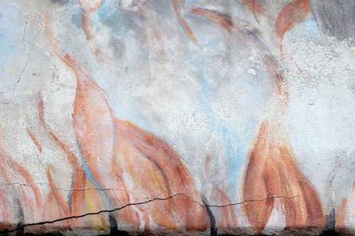 Murales di Cibiana - R.Masi - fuoco su Pianezes