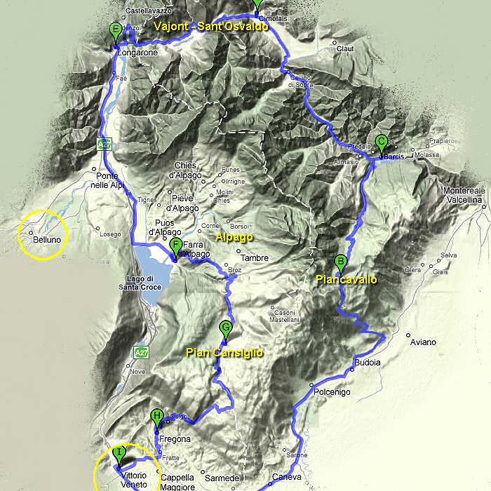 tour ciclistico Piancavallo, Vajont, Alpago, Cansiglio