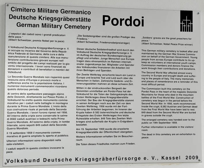 Dolomiti, passo Pordoi, Sacrario Militare Germanico del Pordoi