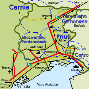 mappa generale del Friuli Venezia Giulia