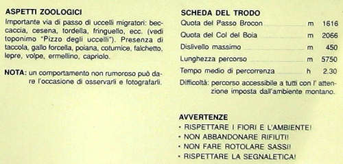 Trodo dei Fiori, sentiero botanico al passo Brocon, Castello Tesino