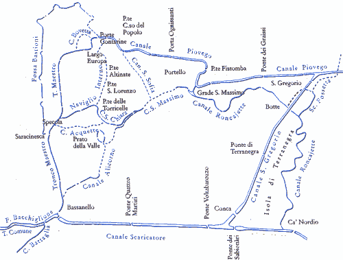 mappa idrografica di Padova