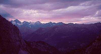tramonto sull'Adamello dal rifugio Brentei