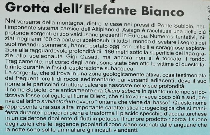 Grotta Elefante Bianco al Subiolo di Valstagna