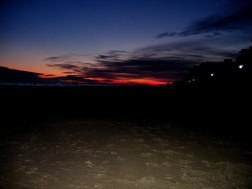 colori del tramonto sulla spiaggia di Jesolo